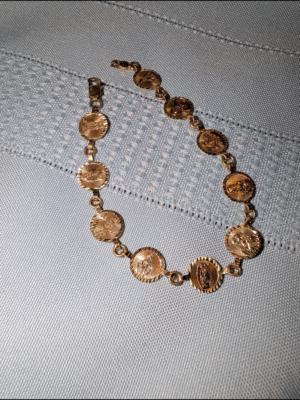 14K Catholic Saints Gold Coin-Link Bracelet - Women Jewelry